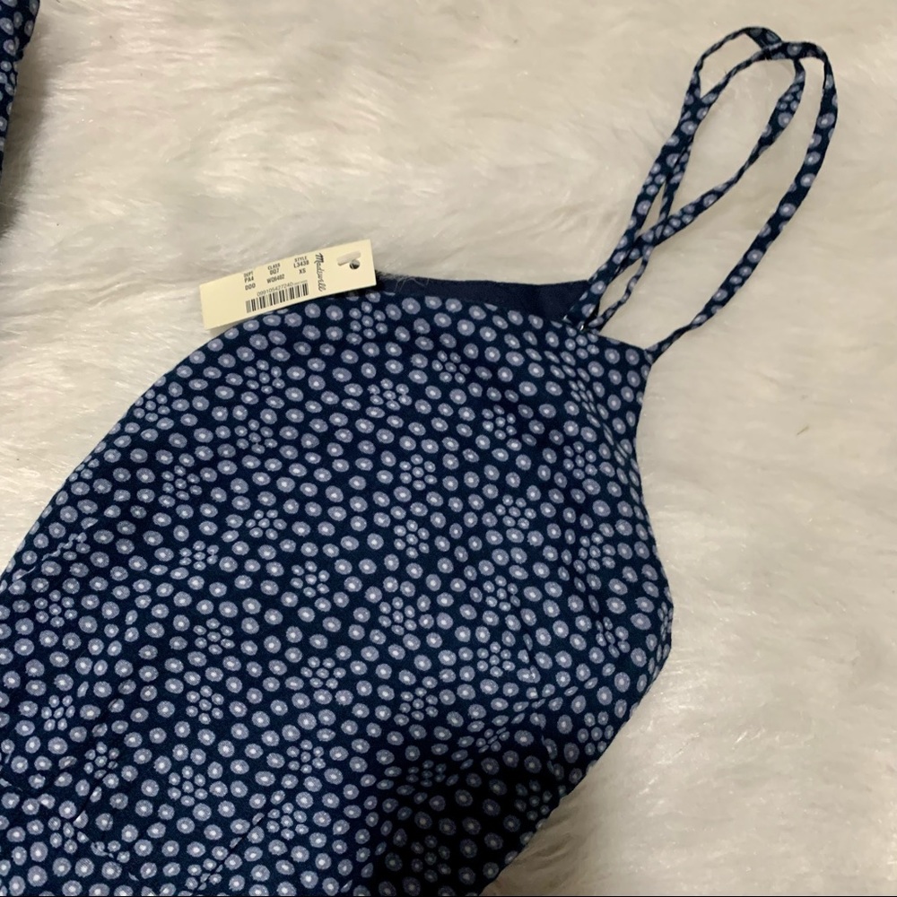 NWT Madewell Wide Leg Sleeveless Jumpsuit Navy Blue White Polka Dot Print - Picture 7 of 9